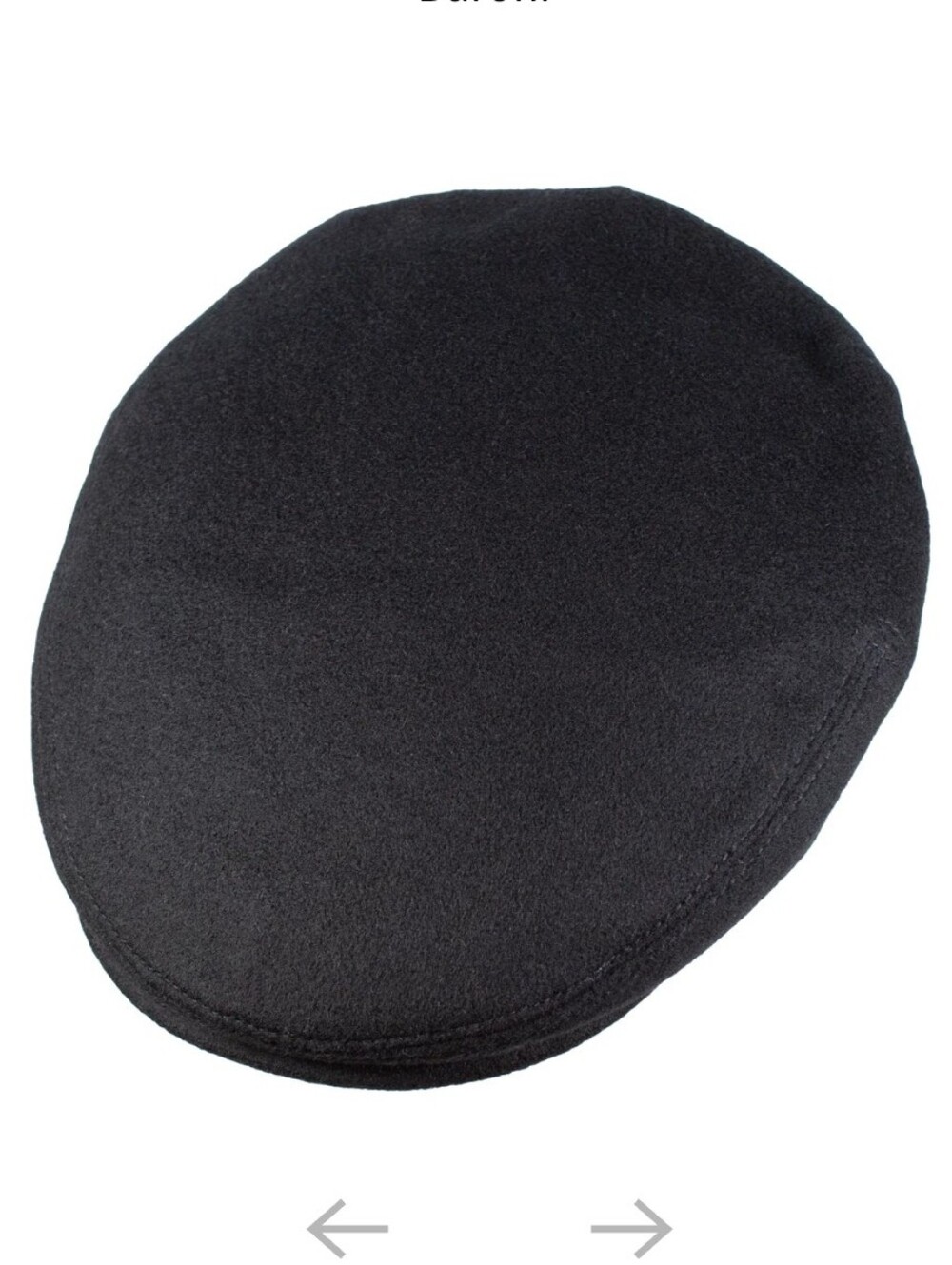 Luigi Baroni Black Cashmere & Wool Newsboy Cap. Made In Italy